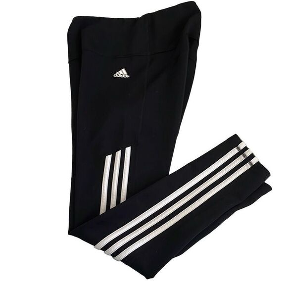 Nearly New! Adidas Black White Stripe Climalite Pants/Leggings - Size Small - Picture 2 of 12